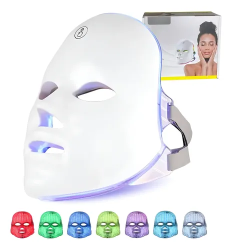 Máscara Facial LED 7 Cores — Fototerapia Recarregável